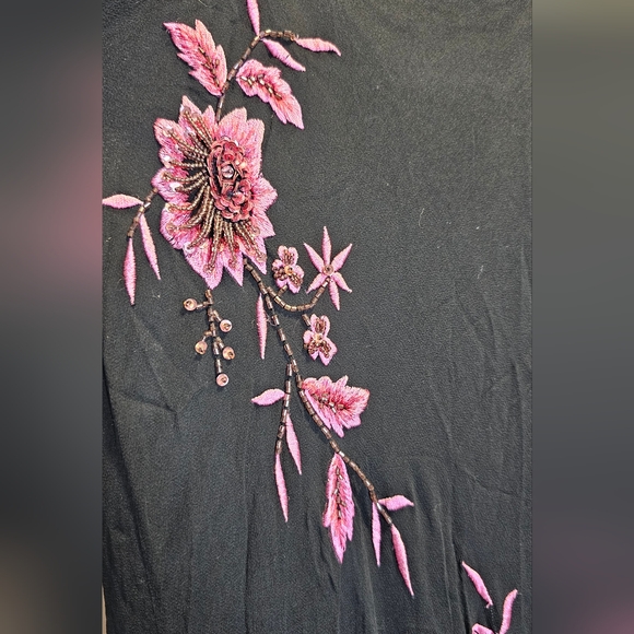 Xscape Y2k formal floral beading cascading black maxi dress - Picture 8 of 16